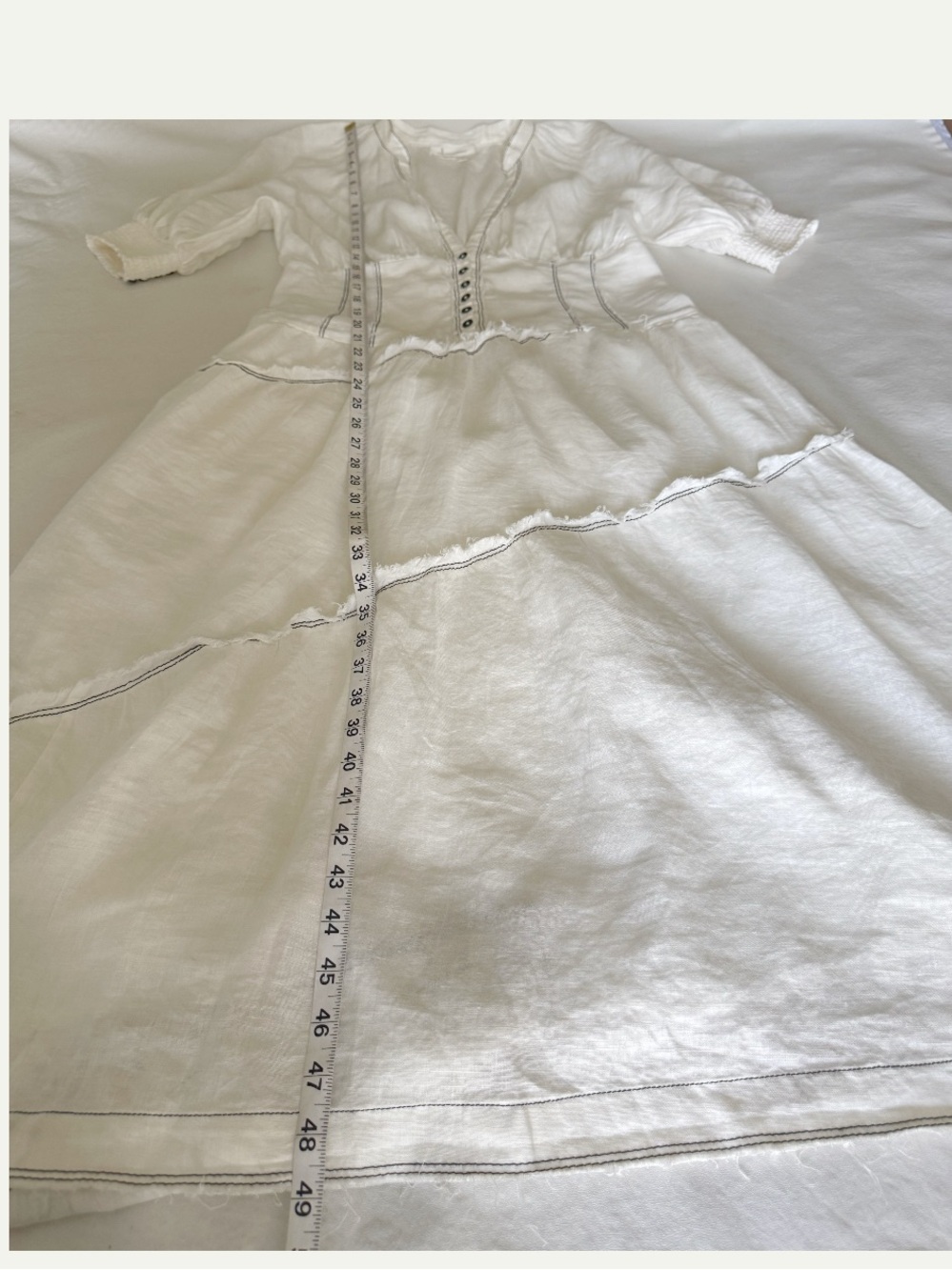 Anthropologie V-Neck Corset Midi Shirt Dress in Off White Medium - Picture 12 of 14